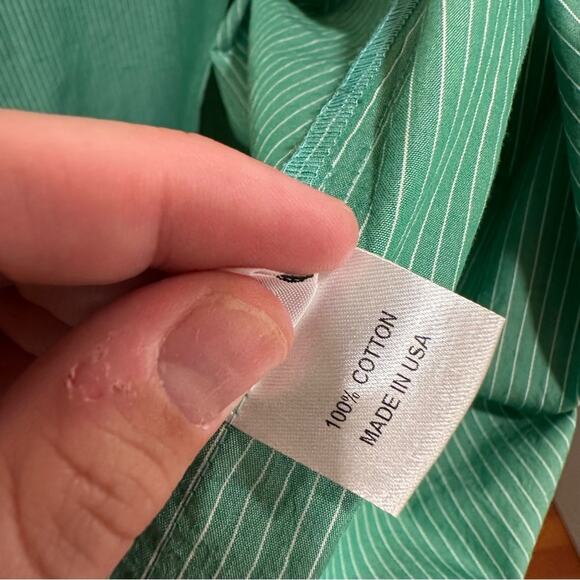 Nomia Green Striped Cotton Oversized Boyfriend Top 10 - Picture 7 of 15